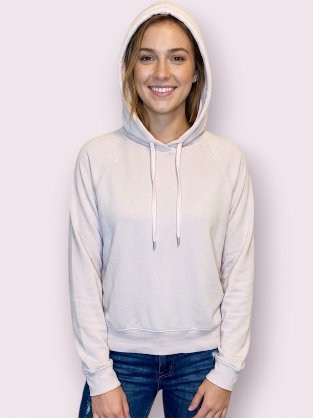 Wilfred Free Aritzia Cropped Hoodie Sweatshirt Light Blush Pink Size Small